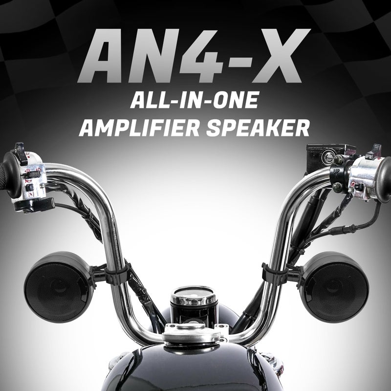 GoHawk Bluetooth Motorcycle Speakers | 4.5" Waterproof Motorcycle Stereo System | Built-in Amplifier Audio Music Player w/USB AUX, Great for Harley Touring ATV Scooter 4-Wheeler, AN4-X Black - Image 3